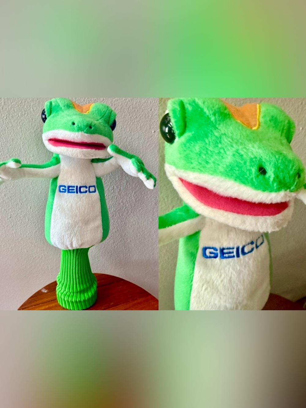 Geico Gecko Golf Club Plush Head Driver Cover 19"~NEW